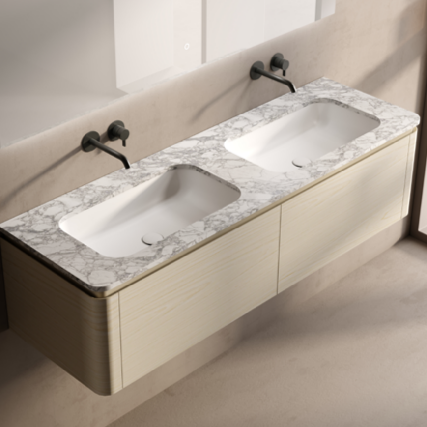 MonBlari Marble Vanity With Mirror TW-5502M-BACK TO WALL-FrontView