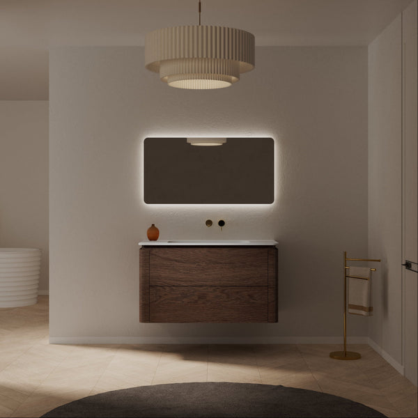 MonBlari Solid Surface Vanity With Mirror TW-5511-BACK TO WALL-FrontView