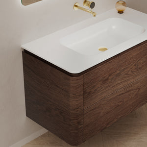 MonBlari Solid Surface Vanity With Mirror TW-5511-BACK TO WALL-SideTop
