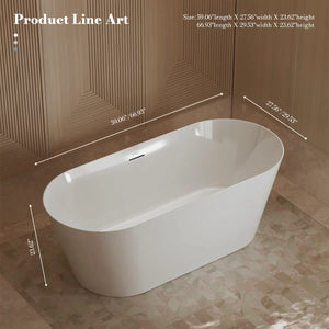 MonBlari TW-6611 White Acrylic Freestanding Bathtub 1500mm-1800mm