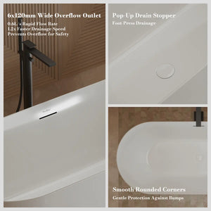 MonBlari TW-6611 White Acrylic Freestanding Bathtub 1500mm-1800mm