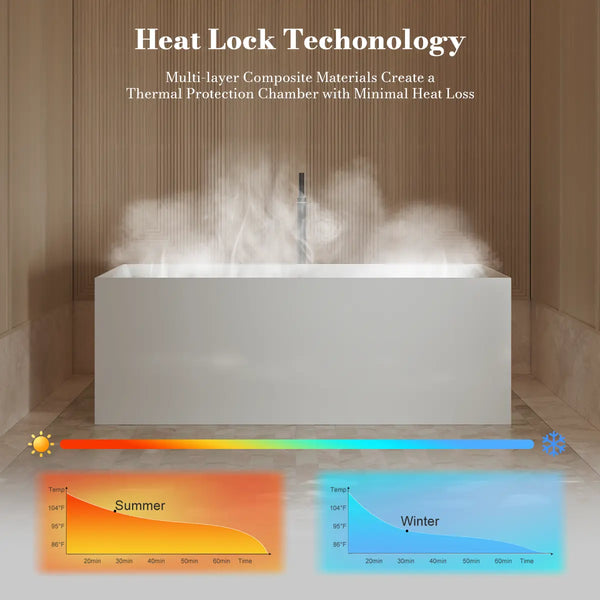 MonBlari TW-6685 White Acrylic Freestanding Bathtub 1500mm - 1700mm