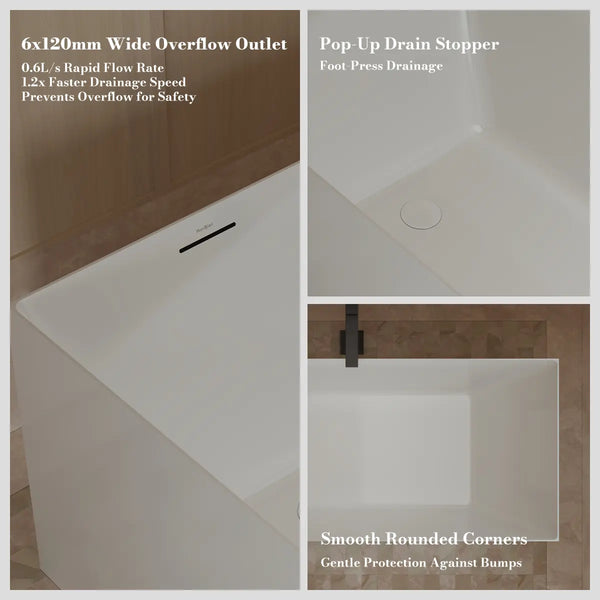 MonBlari TW-6685 White Acrylic Freestanding Bathtub 1500mm - 1700mm