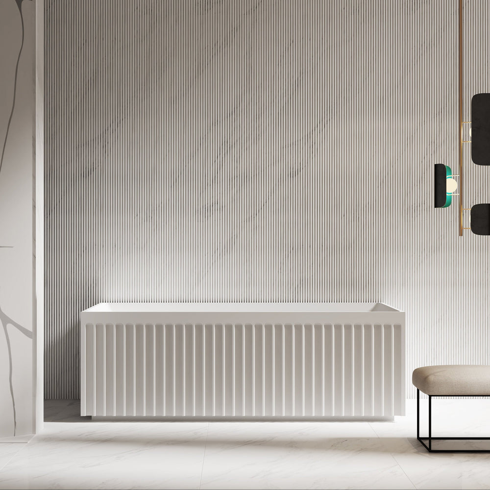 59-67 Inch MonBlari Solid Surface Freestanding Bathtub-FrontView