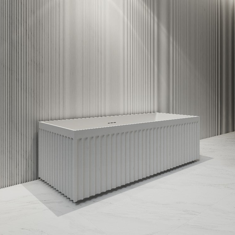 59-67 Inch MonBlari Solid Surface Freestanding Bathtub-FrontView