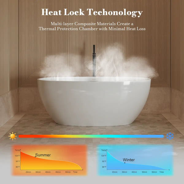 MonBlari TW-7507 White Acrylic Freestanding Bathtub 1500mm - 1700mm