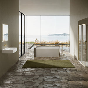 MonBlari TW-7611L White Acrylic Corner Bathtub 1500mm - 1700mm