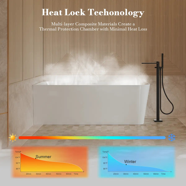 MonBlari TW-7611L White Acrylic Corner Bathtub 1500mm - 1700mm