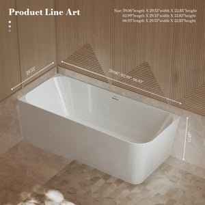 MonBlari TW-7611L White Acrylic Corner Bathtub 1500mm - 1700mm