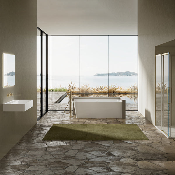 MonBlari TW-7611R White Acrylic Corner Bathtub 1500mm - 1700mm
