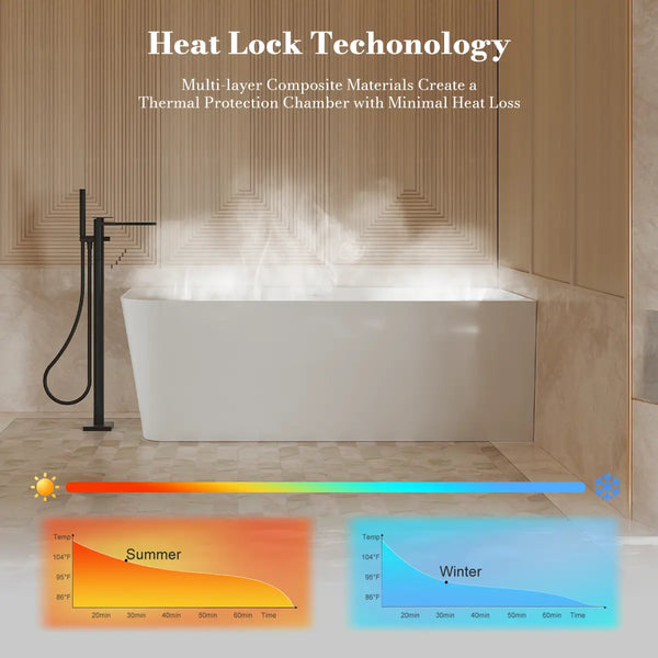 MonBlari TW-7611R White Acrylic Corner Bathtub 1500mm - 1700mm