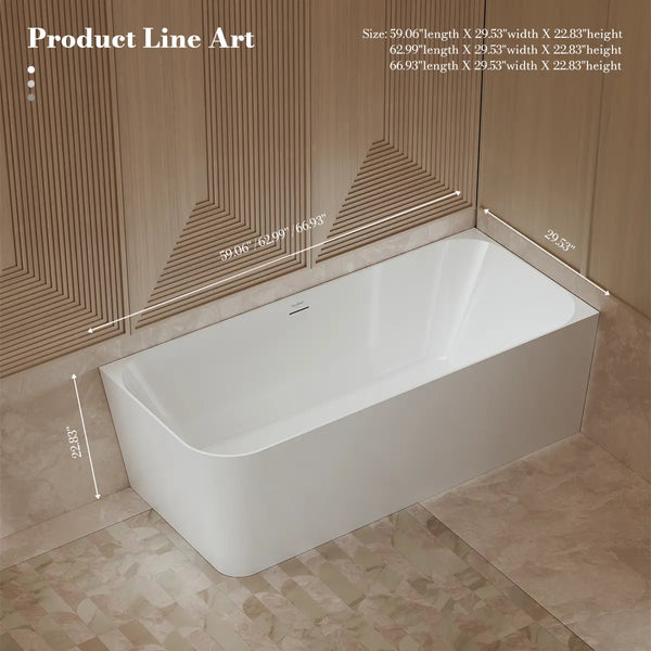 MonBlari TW-7611R White Acrylic Corner Bathtub 1500mm - 1700mm