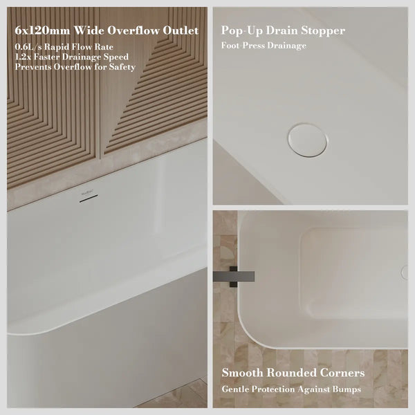 MonBlari TW-7611R White Acrylic Corner Bathtub 1500mm - 1700mm
