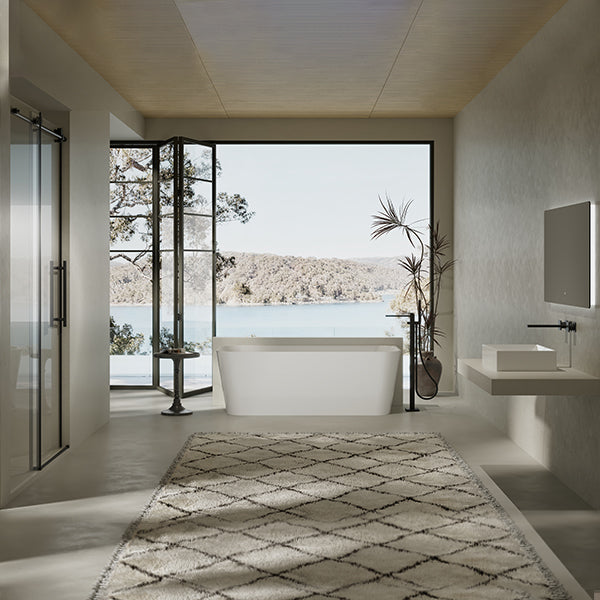 MonBlari TW-7619 White Acrylic Back-to-Wall Bathtub 1500mm - 1700mm