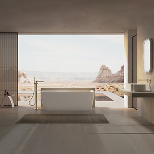 MonBlari TW-7619 White Acrylic Back-to-Wall Bathtub 1500mm - 1700mm