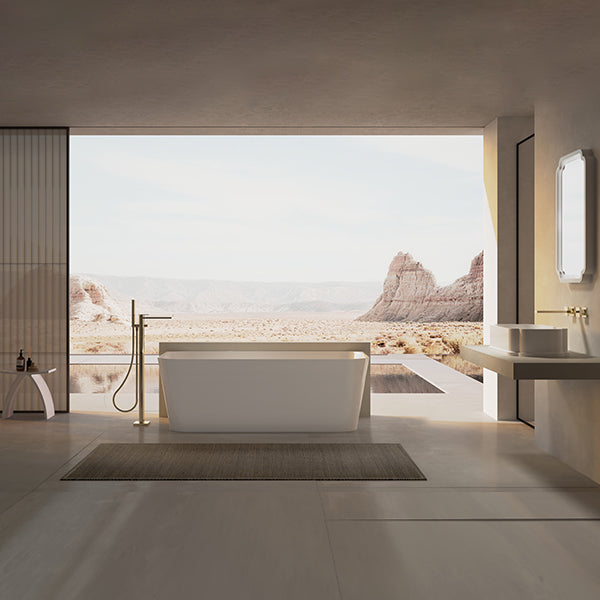 MonBlari TW-7619 White Acrylic Back-to-Wall Bathtub 1500mm - 1700mm