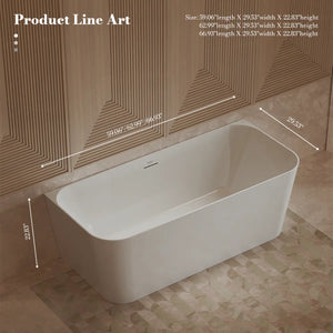 MonBlari TW-7619 White Acrylic Back-to-Wall Bathtub 1500mm - 1700mm