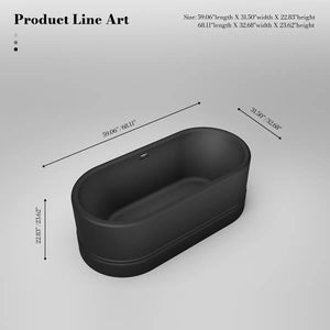 MonBlari TW-7780 Black Acrylic Freestanding Bathtub 1500mm - 1700mm