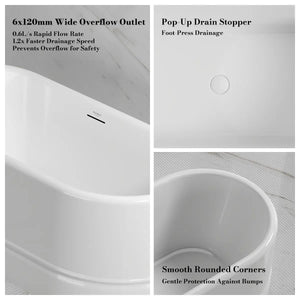 MonBlari TW-7780 White Acrylic Freestanding Bathtub 1500mm - 1700mm