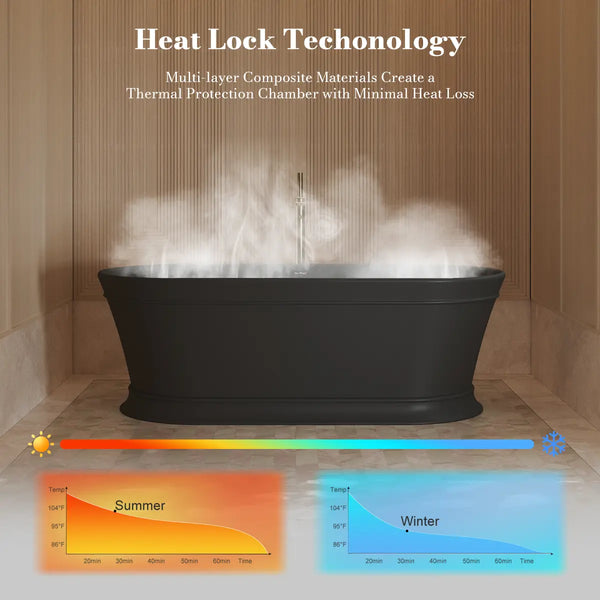MonBlari TW-7796 Black Acrylic Freestanding Bathtub 1700mm