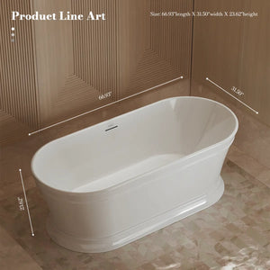 MonBlari TW-7796 White Acrylic Freestanding Bathtub 1700mm