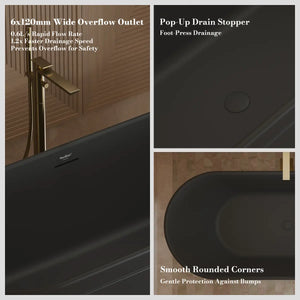 MonBlari TW-7796 Black Acrylic Freestanding Bathtub 1700mm