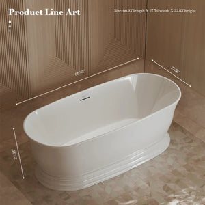 MonBlari TW-7798 White Acrylic Freestanding Bathtub 1700mm - 1800mm