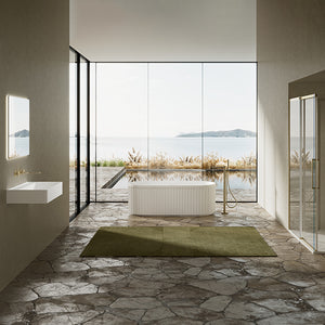 MonBlari TW-8111 White Solid Surface Freestanding Bathtub 1700mm