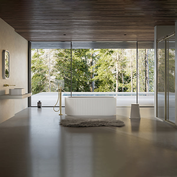 MonBlari TW-8111 White Solid Surface Freestanding Bathtub 1700mm