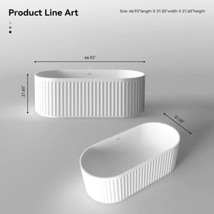 MonBlari TW-8111 White Solid Surface Freestanding Bathtub 1700mm