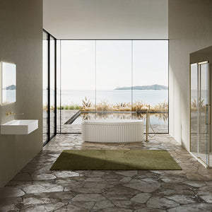 MonBlari TW-8117 White Fluted Solid Surface Freestanding Bathtub 1700mm