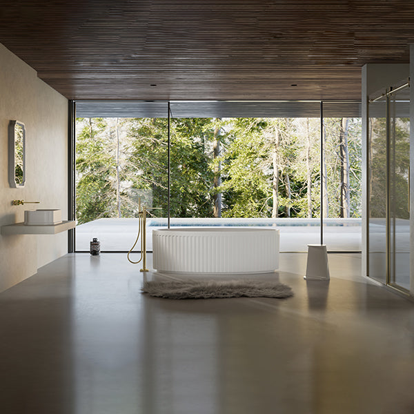 MonBlari TW-8117 White Fluted Solid Surface Freestanding Bathtub 1700mm
