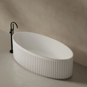 MonBlari TW-8117 White Fluted Solid Surface Freestanding Bathtub 1700mm