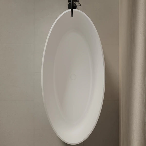 MonBlari TW-8117 White Fluted Solid Surface Freestanding Bathtub 1700mm
