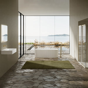 MonBlari TW-8301 White Fluted Solid Surface Freestanding Bathtub 1700mm