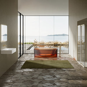 MonBlari TW-8301T Fluted Transparent Resin Freestanding Bathtub 1700mm
