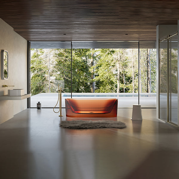 MonBlari TW-8301T Fluted Transparent Resin Freestanding Bathtub 1700mm