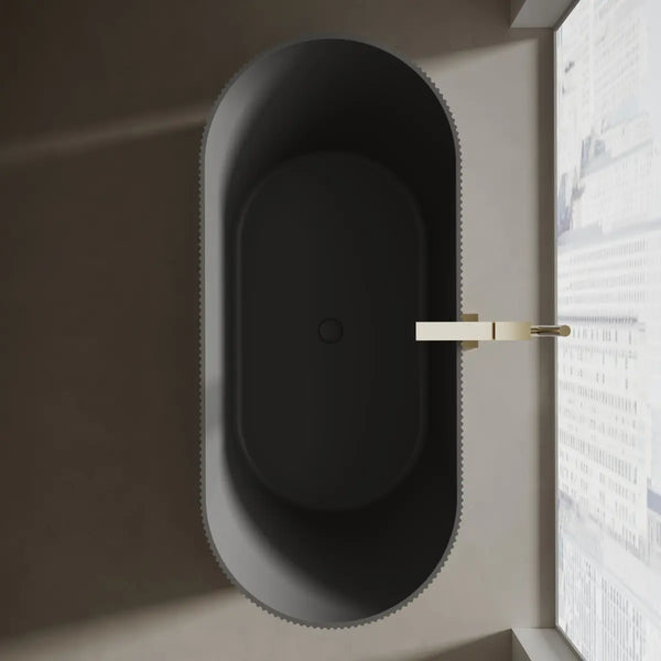 MonBlari TW-8301 Black Solid Surface Freestanding Bathtub 1700mm