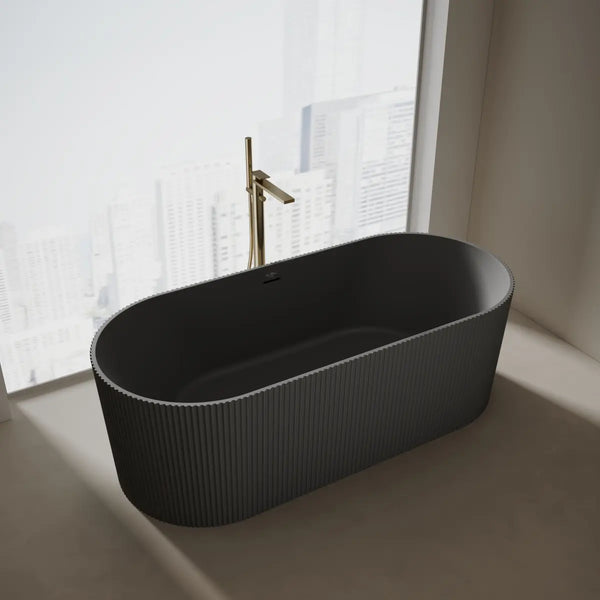 MonBlari TW-8301 Black Solid Surface Freestanding Bathtub 1700mm