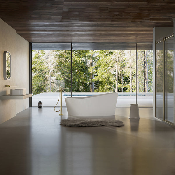 MonBlari TW-8308 Fluted Solid Surface Single Slipper Bathtub 1800mm