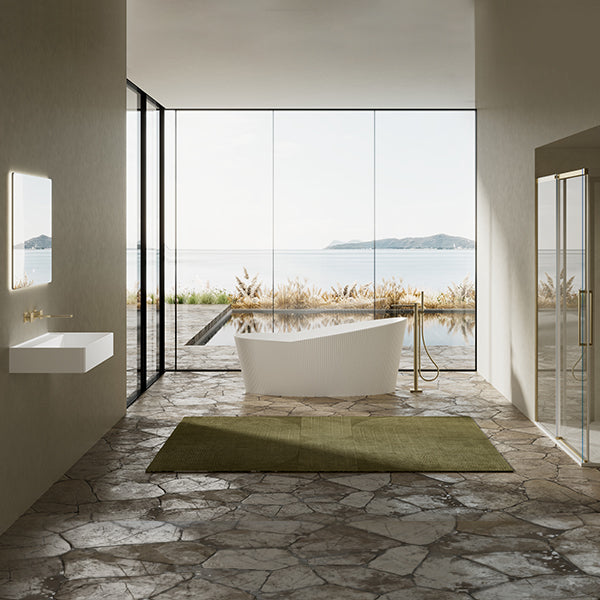 MonBlari TW-8308 Fluted Solid Surface Single Slipper Bathtub 1800mm