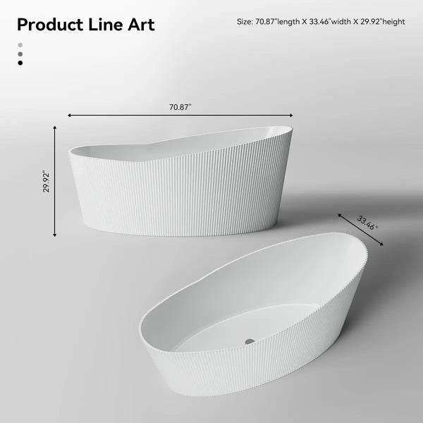 MonBlari TW-8308 Solid Surface Single Slipper Bathtub 1800mm
