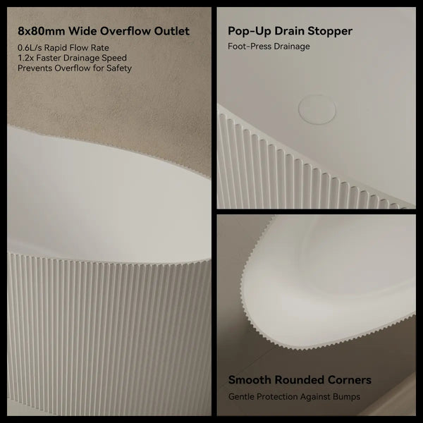 MonBlari TW-8308 Solid Surface Single Slipper Bathtub 1800mm