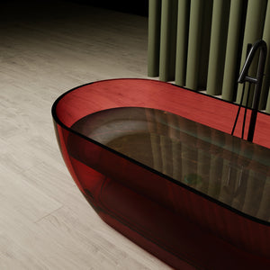 MonBlari Resin Freestanding Bathtub TW-8501-TR-SideTopCloseUp