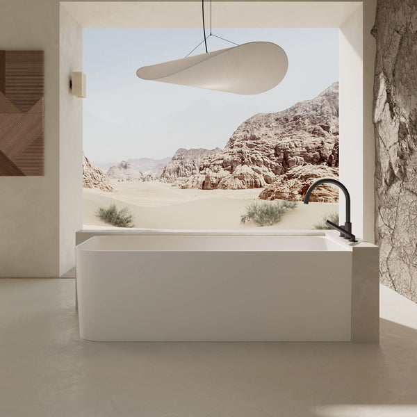 MonBlari TW-8503R White Solid Surface Corner Bathtub 1500mm - 1700mm