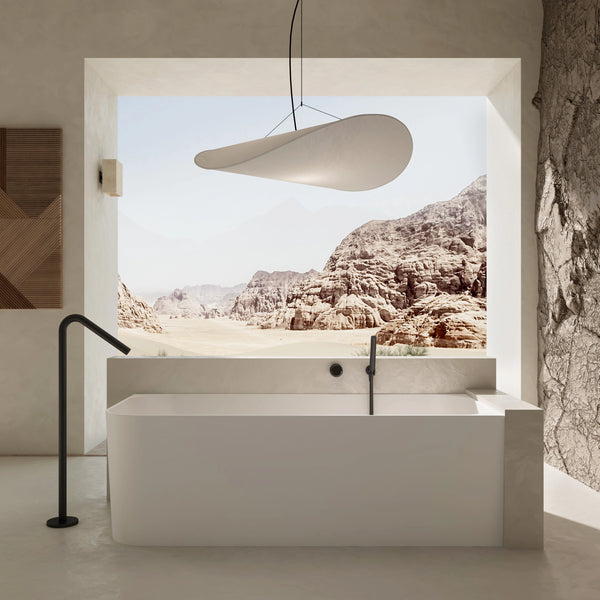 MonBlari TW-8503R White Solid Surface Corner Bathtub 1500mm - 1700mm