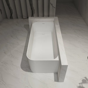 MonBlari TW-8503L White Solid Surface Corner Bathtub 1500mm - 1700mm