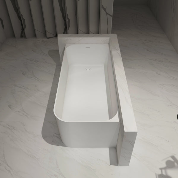 MonBlari TW-8503L White Solid Surface Corner Bathtub 1500mm - 1700mm