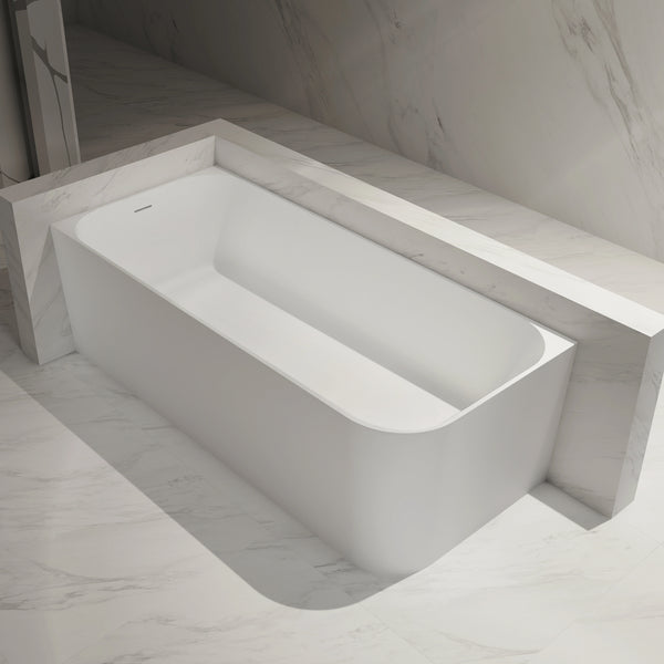 MonBlari TW-8503L White Solid Surface Corner Bathtub 1500mm - 1700mm