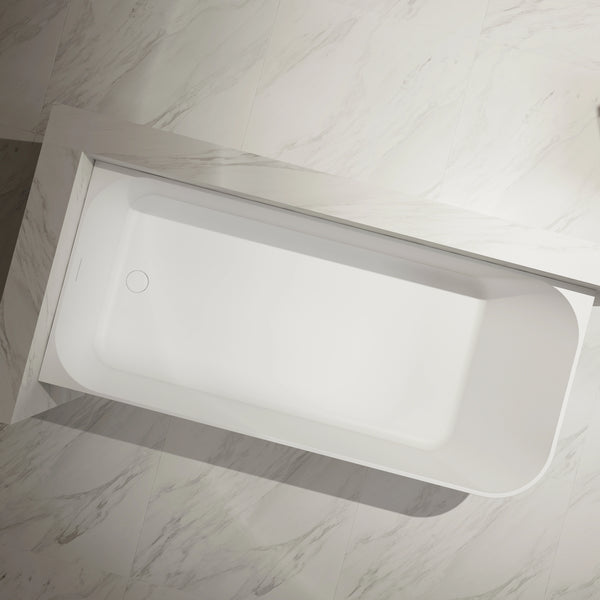 MonBlari TW-8503L White Solid Surface Corner Bathtub 1500mm - 1700mm